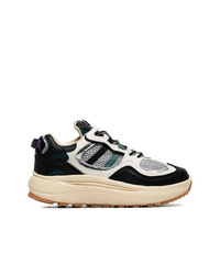 Eytys White Black And Green Turbo Suede And Mesh Sneakers