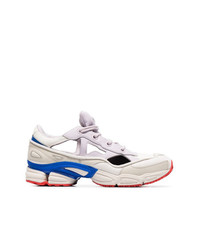 Adidas By Raf Simons White Red And Blue Ozweego Sneakers With Socks