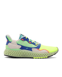 adidas Originals Yellow And Green Zx 4000 4d Sneakers