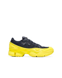 Adidas By Raf Simons Yellow And Navy Ozweego Leather Sneakers