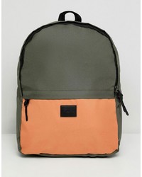 ASOS DESIGN Backpack In Colour Block Khaki And Orange