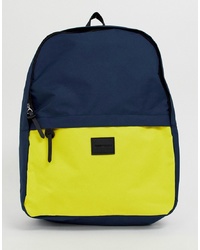 ASOS DESIGN Backpack In Navy And Yellow Colour Block