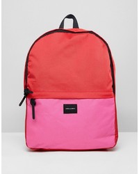 ASOS DESIGN Backpack In Pink And Red Colour Block