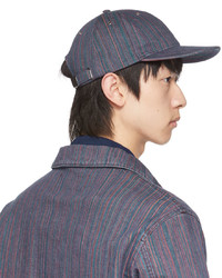 YMC Multicolor Upcycled Cotton Stripe Denim Baseball Cap