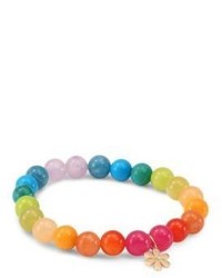 Sydney Evan Daisy Diamond Rainbow Beaded Bracelet