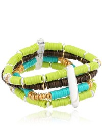 Kenneth Cole New York Urban Citrus Lime Green And Brown Bead Multi Row Stretch Bracelet 75