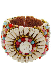Panacea Howlite And Multi Colored Beaded Stone Cuff Bracelet