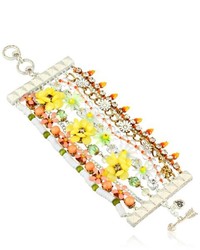 Betsey Johnson Summer Of Love Mixed Colored Bead Multi Row Toggle Bracelet