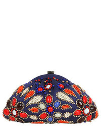 Santi Clutch With Beads And Rhinestones In Navy