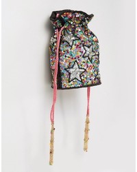 From St Xavier From St Xavier X How Two Live Hand Beaded Drawstring Multi Colored Cross Body Bag