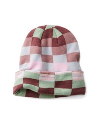 Free People Checkerboard Knit Beanie In Blushing Lilac Combo At Nordstrom