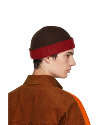 Marni Red And Brown Jersey Beanie
