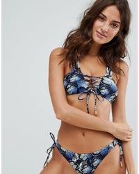 LOST INK Butterfly Lace Up Bikini Top