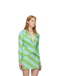 Maisie Wilen Blue And Green Ruched Shirt