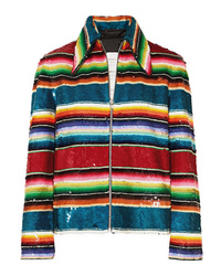 Ashish Striped Sequined Cotton Jacket