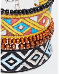 Asos Brand Beaded And Woven Bracelet Pack In Multi Color