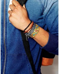 Asos Brand Beaded And Woven Bracelet Pack In Multi Color