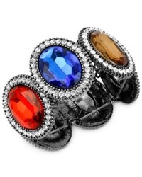 Macy's Haskell Bracelet Hematite Tone Multi Color Acrylic Gem Stretch Bracelet