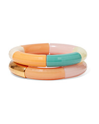 Kyoto Tango Set Of Two Resin Gold And Silver Plated Bangles