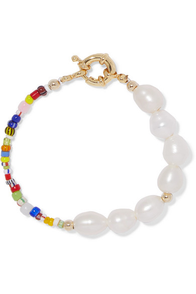 Eliou Thao Gold Plated Pearl And Bead Bracelet, $45 | NET-A-PORTER