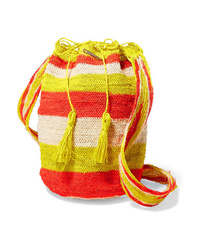 Muzungu Sisters Flique Striped Woven Straw Shoulder Bag