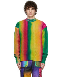 AGR Multicolor Hand Spray Cable Knit Sweater