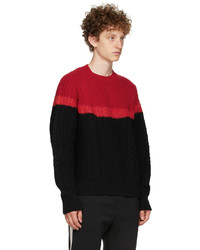 Alexander McQueen Red Black Aran Knit Bi Color Sweater