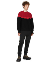 Alexander McQueen Red Black Aran Knit Bi Color Sweater