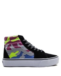 Multi colored Camouflage Canvas High Top Sneakers