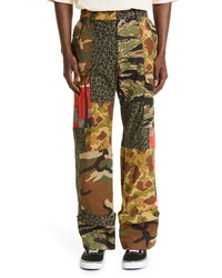 Palm Angels Mixed Print Cargo Pants In Military Black At Nordstrom