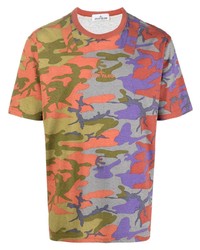 Stone Island Camouflage Print Cotton T Shirt