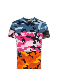 Valentino Panelled Camouflage Print T Shirt