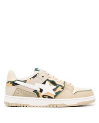 Multi colored Camouflage Leather Low Top Sneakers