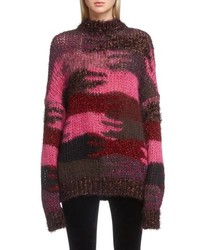 Saint Laurent Camo Pattern Metallic Mohair Sweater