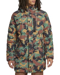 Multi colored Camouflage Puffer Coat