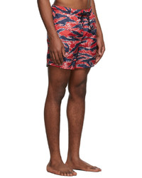 Moncler Red Tiger Stripe Swim Shorts