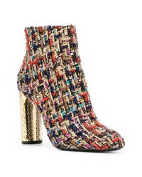 Casadei Metallic Heel Tweed Boots