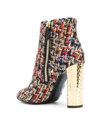 Casadei Metallic Heel Tweed Boots