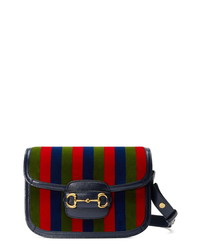 Gucci 1955 Horsebit Baiadera Stripe Velvet Jacquard Shoulder Bag