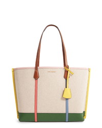 Tory Burch Perry Leather Canvas Tote