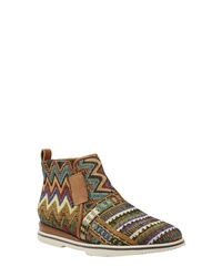 Multi colored Canvas Wedge Ankle Boots