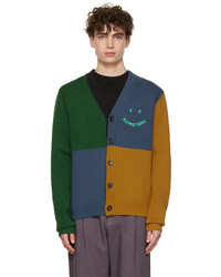 Ps By Paul Smith Green Blue Happy Cardigan