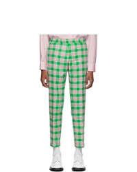 Thom Browne Green And Pink Flannel Check Trousers