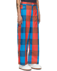 Sunnei Red Blue Check Elastic Trousers