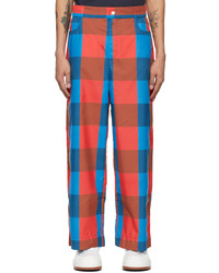 Sunnei Red Blue Check Elastic Trousers