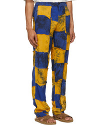 Bloke Yellow Blue Chiffon Patchwork Trousers
