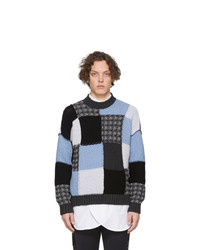 JW Anderson Blue And Grey Patchwork Sweater