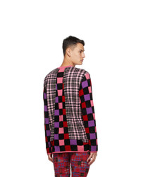 Comme Des Garcons Homme Plus Multicolor Multi Fabric Check Crewneck Sweater
