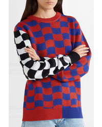 Double Rainbouu Oversized Checked Merino Wool Blend Sweater