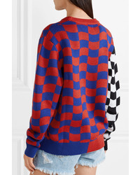Double Rainbouu Oversized Checked Merino Wool Blend Sweater